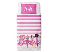 Barbie Character World Brands - Juego de Funda de edredón para Cama Individual, diseño de Flores, Reversible, de 2 Caras, Incluye Funda de Almohada a Juego, polialgodón