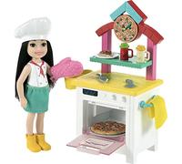 Barbie Chelsea Chef de Pizzas Muñeca Morena con Cocina de Juguete y Accesorios, para niñas y niños +3 años (Mattel GTN63)