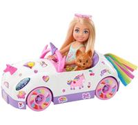 Barbie Club Chelsea Doll (6-Inch Blonde) with Open-Top Rainbow Unicorn-Themed Ca