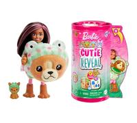 Barbie Chelsea Cutie Reveal Serie Disfraces Perro rana Animal revela muñeca con mascota y accesorios sorpresa de moda, juguete +3 años (Mattel HRK29)