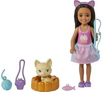 Barbie Chelsea Doll (Brunette) with Pet Kitten & Storytelling Accessories Including Pet Bed, Cat Toys & More, Toy for 3 Year Olds & Up