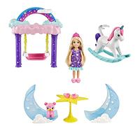 Barbie Chelsea Dreamtopia Muñeca con Set de Juego Columpio mágico con Accesorios y Mascota de Juguete (Mattel GTF50)