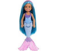 Barbie Chelsea - Muñeca pequeña de sirena (6 pulgadas) con pelo azul y accesorio de corona extraíble