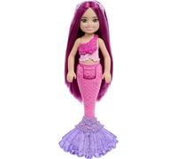 Barbie Chelsea - Muñeca pequeña de sirena (6 pulgadas) con pelo rosa y accesorio de corona extraíble, juguete de 6 pulgadas