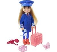 Barbie Chelsea Piloto de avión Muñeca Rubia con Accesorios de Viaje de Juguete, para niñas y niños +3 años (Mattel GTN90)