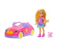 Barbie Chelsea-Puppe und Spielzeugauto-Set mit Cabrio im Bären-Design und Teddyb