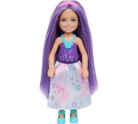 Barbie Chelsea Royal - Muñeca pequeña (6 pulgadas) con pelo morado con falda extraíble, zapatos y accesorio para el cabello, juguete de 6 pulgadas
