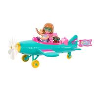 Barbie Chelsea Tú Puedes Ser Aviadora Muñeca Profesiones con avión, Accesorios de Viaje y Pegatinas, Juguete +3 años (Mattel HTK38)