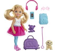 Barbie Chelsea Vamos de Viaje con Perrito, muñeca con Accesorios, Regalo para niñas y niños 3-9 años (Mattel FWV20)