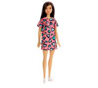 Barbie Chic - Muñeca de pelo castaño con vestido rosa de corazones