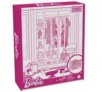 Barbie Closet Playset con 3 Conjuntos 3 Pares de Zapatos 2 Monederos Collar y Gafas de Sol Accesorios 5 Hangares Juguete para 3 a 8 Aos