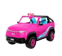 Barbie Coche de escapada | Todoterreno morado y turquesa, con capacidad para 4 muñecas, ruedas y pegatinas personalizables para el coche, JRV66