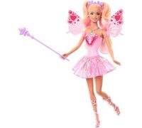 Mattel Barbie Hada Muñeca con varita de juguete y accesorios de moda, temática de fantasía con cambio de color en las alas y el conjunto, JCP76