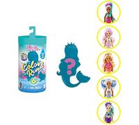 Barbie Color Reveal Sirenas, muñeca Que Revela Sus Colores con Agua, Incluye Ropa y Accesorios (Mattel GTP53)