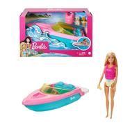 Barbie Con Barco, Muñeca con Bañador Y Barco De Juguete para El Agua, con Mascot
