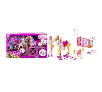 Barbie con Caballo y Poni Muñeca Rubia con Animales de Juguete y Accesorios de establo y para peinar al Caballo (Mattel GXV77)