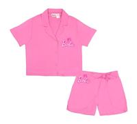 Barbie - Conjunto de camisa y pantalones cortos con botones para niñas y niñas, Rosado, 7-8
