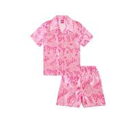 Barbie Conjunto de pijama corto de satén para mujer y niña, pijama de dos piezas de satén de seda, rosa, 10-11 años