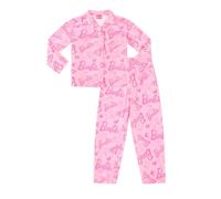 Barbie - Conjunto de pijama de satén largo para mujer y niña, dos piezas de verano, de seda satinada, rosa, 5-6 años