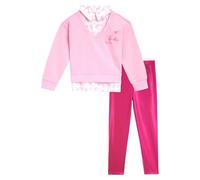 Barbie Conjunto de sudadera y leggings de forro polar con hombros caídos para niñas pequeñas a niños grandes (2T - 14-16), Rosado, 14-16