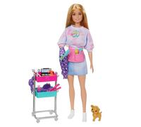 Barbie Cosa de Dos Malibú Estilista Muñeca Rubia con Accesorios de peluquería y Maquillaje, Juguete +3 años (Mattel HNK95)