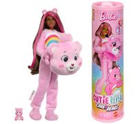 Barbie Cutie Reveal Care Bears Muñeca de moda y accesorios, incluye un disfraz de la osita Mimosa y 10 sorpresas, incluidos el cambio de color y una osita en miniatura, JCN95
