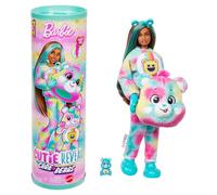 Barbie Cutie Reveal Care Bears Serie 2 Good Vibes Bear Muñeca y accesorios con 10 sorpresas, incluye cambio de color y un osito en miniatura, JFV62