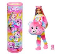 Barbie Cutie Reveal Care Bears Serie 2 Togetherness Bear Muñeca y accesorios con 10 sorpresas, incluye cambio de color y un osito en miniatura, JFV60