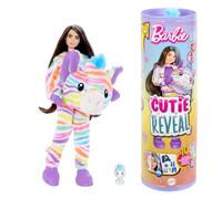 Barbie Cutie Reveal Muñeca con Disfraz de Cebra de Colores, con Peine, Mascota y Accesorios Sorpresa de Moda, Serie Sueños de Colores, Juguete +3 años (HRK39)