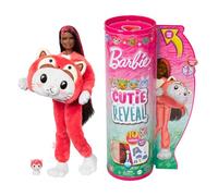 Barbie Cutie Reveal Serie Disfraces Gatito panda rojo Animal revela muñeca con mascota y accesorios sorpresa de moda, juguete +3 años (Mattel HRK23)