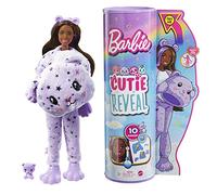 Barbie Cutie Reveal Serie Fantasía Osito Disfraz morado revela una muñeca articulada con mascota y accesorios sorpresa de moda, juguete +3 años, Multicolor, (Mattel HJL57)