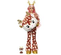 Barbie Cutie Reveal Serie Invierno Ciervo Disfraz Animal Revela una muñeca articulada con Chaqueta Reversible, Mascota y Accesorios Sorpresa de Moda, Juguete +3 años (Mattel HJL61)
