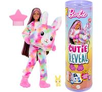 Barbie Cutie Reveal Sueños de Colores, Muñeca con Disfraz de Conejito y Accesorios Sorpresa, Cambia Detalles de la Cara y de la Mascota con Agua fría, Juguete Regalo para niños y niñas +3 años, HRK38