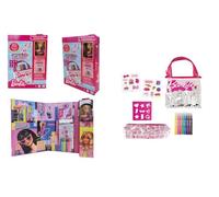 Barbie - Decora y Colorea con Fashion Doll | 8 rotuladores incluidos, bolsa para decorar, estuche personalizable, plantilla y 2 hojas adhesivas