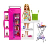 Barbie Despensa de ensueño Muñeca Rubia con Mueble y Accesorios de Comida, Juguete +3 años (Mattel HJV38)