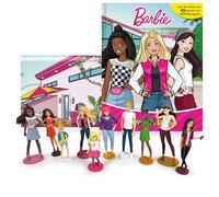 Barbie Diverti-Libros - Libro infantil de cuentos, 10 figuras, 1 alfombra de juego