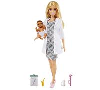 Barbie Doctora, Muñeca rubia con bebé de juguete y accesorios de consulta (Mattel GVK03)