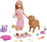 Barbie Doll and Newborn Pups Playset with Dog, 3 Puppies & Acc (Importación USA)