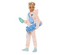 Barbie Dream Besties Ken Muñeco y accesorios, muñeco de moda articulado con ropa intercambiable, pelo rubio y 9 accesorios de temática veraniega y skater, JDD75