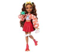 Barbie Dream Besties Teresa Muñeca y accesorios, Muñeca de moda patinadora articulada con pelo castaño y 9 piezas temáticas de videojuegos, JFX98