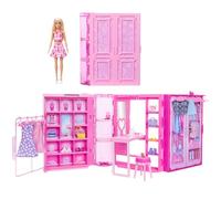 Barbie Dream Closet Muñeca Rubia con Armario de ensueño, Set de Juego con Ropa para muñecas, +25 Accesorios, Juguete +3 años (HXD58)