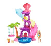 Barbie Dreamtopia Chelsea Water Lagoon Playset con mu eca Chelsea (15 cm rubia), 2 mascotas, tobog n, piscina y columpio, regalo para ni as de 3