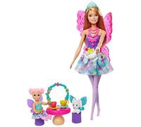 Barbie - Dreamtopia, Fiesta de Té, Muñeca de Hada Rubia con Accesorios (Mattel GJK50), Multicolor