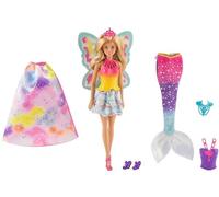 Barbie Dreamtopia, muñeca 3 en 1, princesa, hada y sirena (Mattel FJD08)