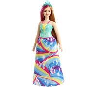 Barbie Dreamtopia Muñeca Hada con Top Azul y Falda Arcoiris, Curvy (Mattel GJK16)