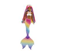 Barbie Dreamtopia Muñeca Sirena afroamericana Arcoiris mágico, Cambia de Color en el Agua, Regalo para niñas y niños +3 años (Mattel GTF90)