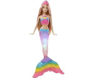 Barbie Dreamtopia, muñeca Sirena Luces de Arcoíris, Regalo para niñas y niños 3-9 años (Mattel DHC40)