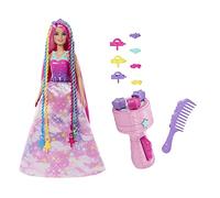 Barbie Dreamtopia Twist N Style Muñeca Princesa con Vestido arcoíris, Accesorio para Hacer Trenzas de Colores y Pinzas de Pelo, Juguete +3 años (Mattel HNJ06)