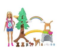 Barbie Exploradora de la Naturaleza Muñeca Rubia con Moda de montaña y Set de Juego con Animales de Juguete y Accesorios (Mattel GTN60)