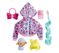 Barbie Extra Accesorios de Moda y Mascotas Modelo Flores Ropa para muñeca de Juguete con animalito y Accesorios (Mattel HDJ39)